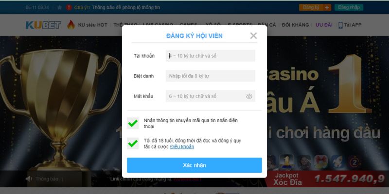 Bật mí các bước mở tài khoản tại KUBET